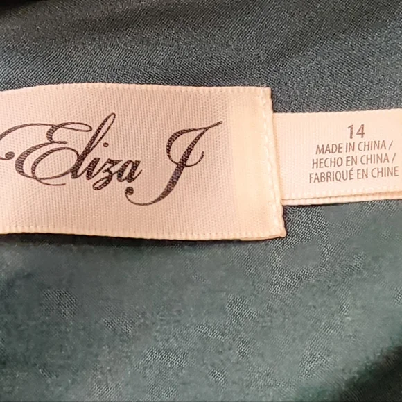 ELIZA J. Forest Green Tiered Ruffle Dress - Size 14 - Picture 10 of 13